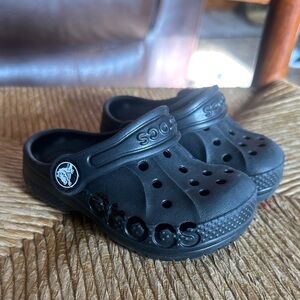 CROCS toddler size 5 Black logo Clogs